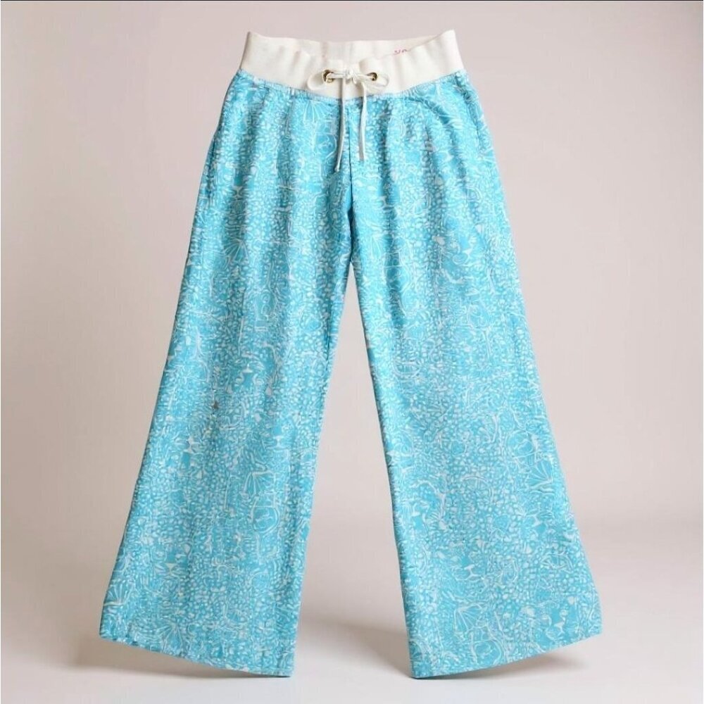 Lilly Pulitzer ✦ Linen Palazzo Beach Pants ✦ Shorely Blue Ice Cake Wide Leg XS - Picture 10 of 12